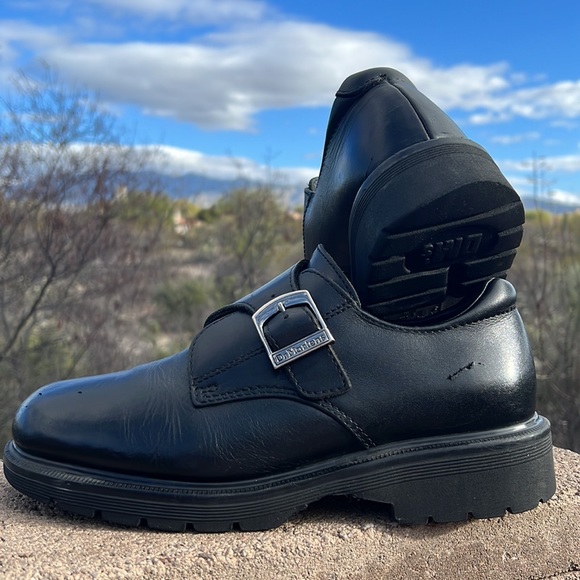 🏴 Dr. Martens MIE Mono Black Monk Strap Vintage Loafers UK 7 - Picture 16 of 17